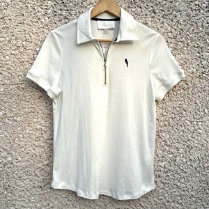 Pappagallo Classic White Half Zip Polo NWT